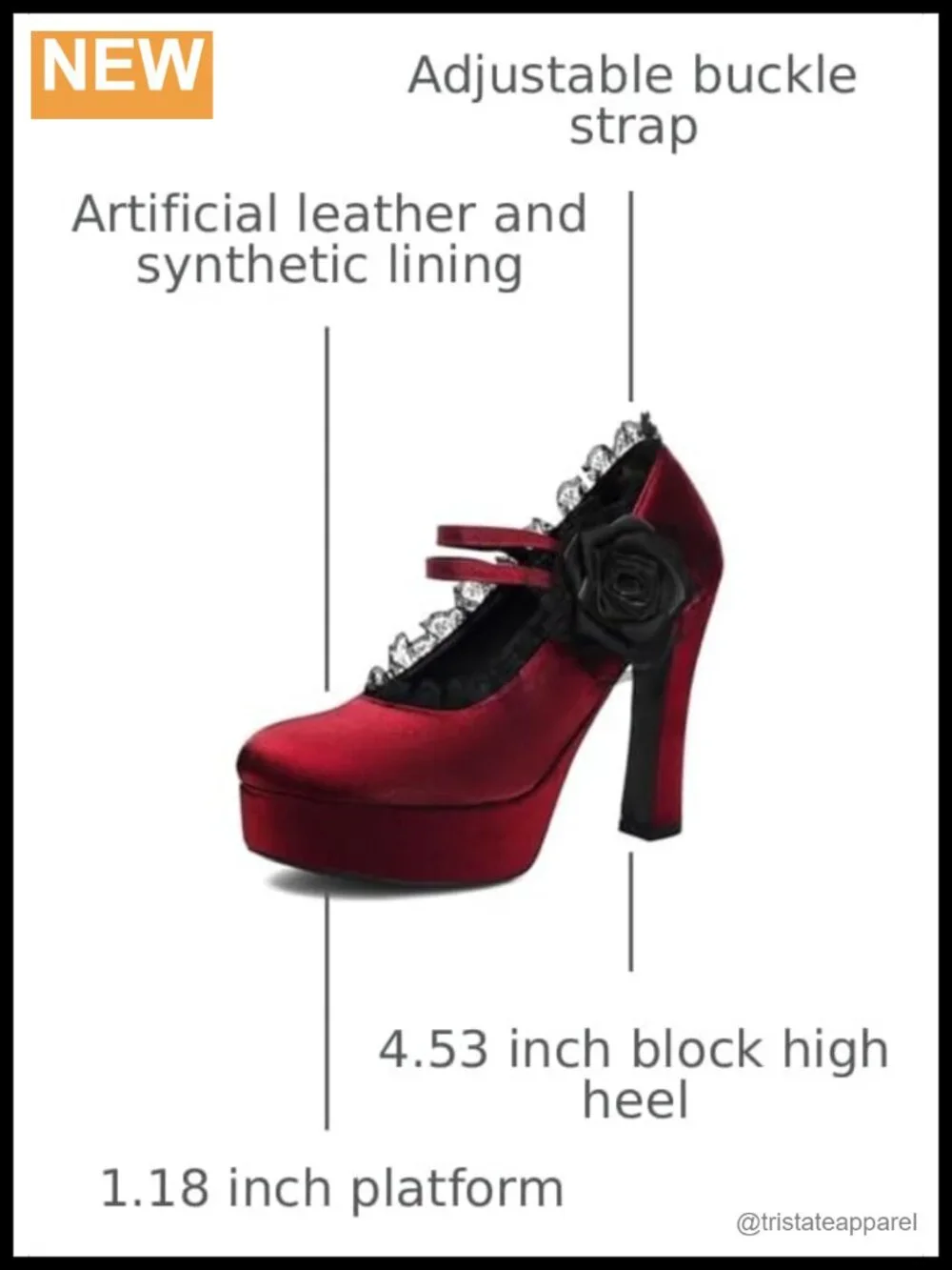 Women's Mary Jane Gothic Platform Pump High Heels Lace Flower Close Round Toe